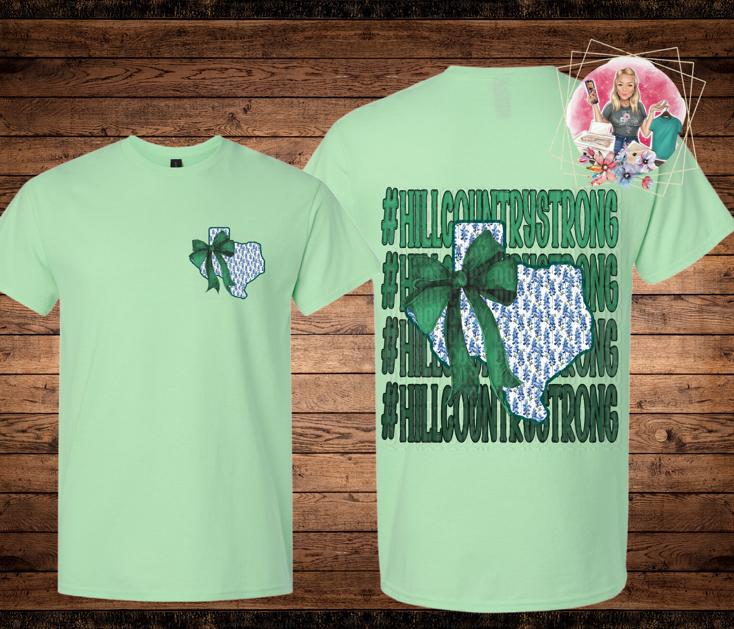 Hill Country Strong Green ribbon, Blue Bonnet Texas Graphic T-Shirt ,PRE-ORDER
