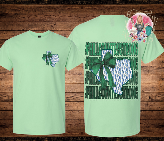Hill Country Strong Green ribbon, Blue Bonnet Texas Graphic T-Shirt ,PRE-ORDER
