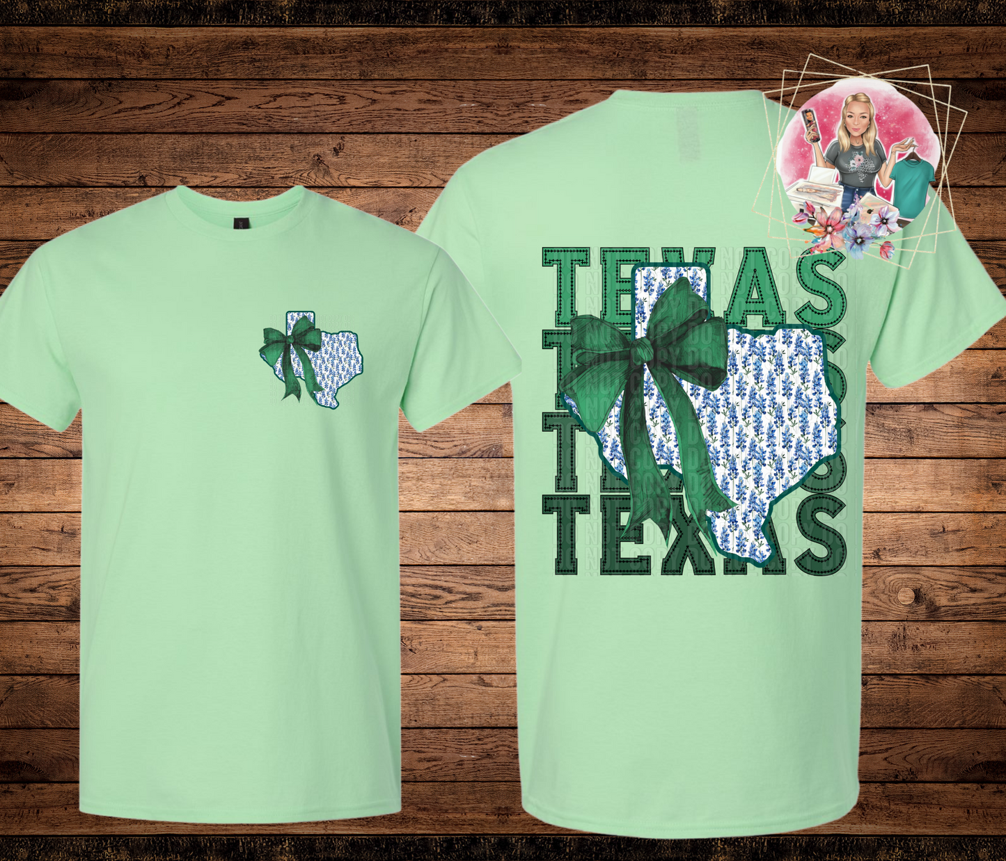 Green ribbon, Blue Bonnet Texas Graphic T-Shirt ,PRE-ORDER